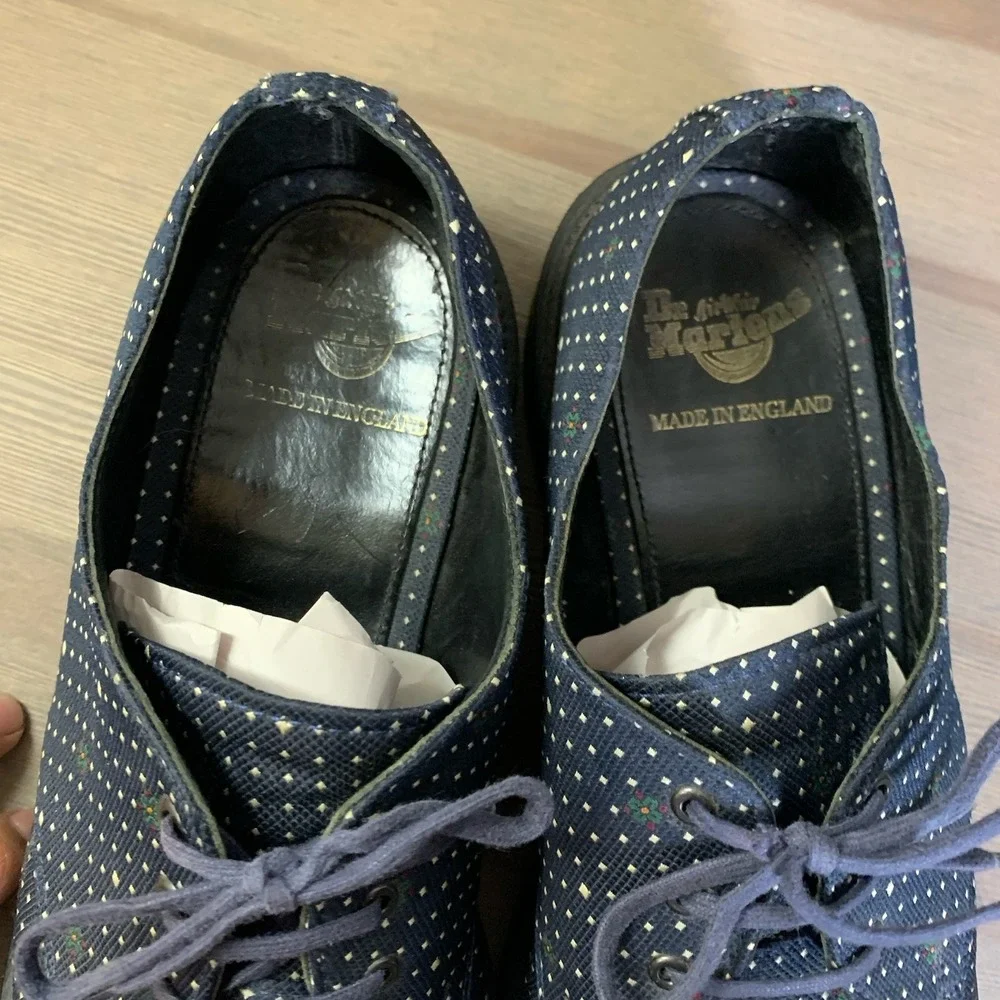 Dr. Martens 1461 Shoes Adult 9‎ US Navy Blue Polka Dot Made In England 14973410